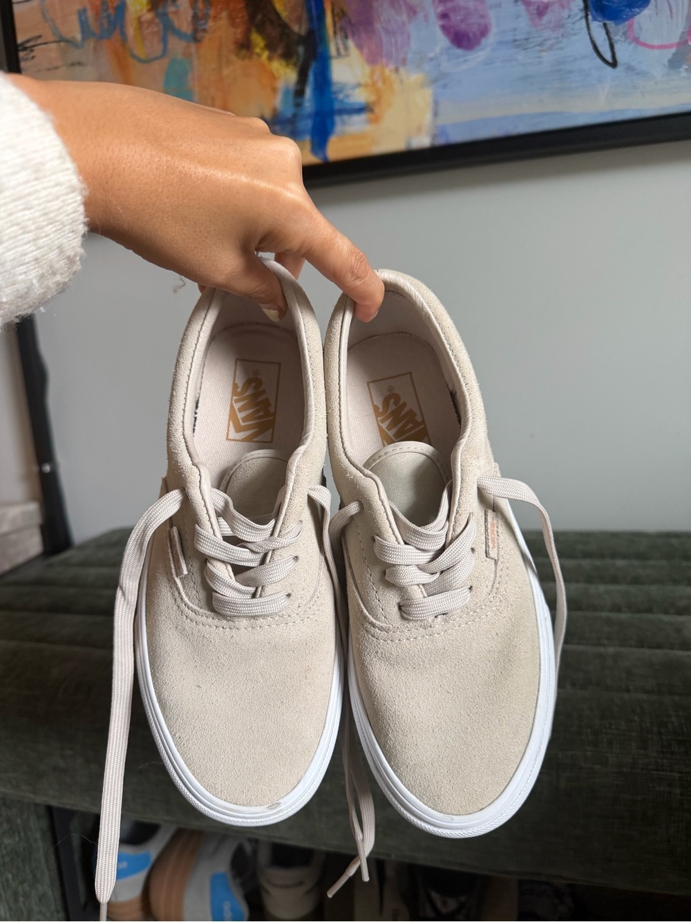Vans Women's Cream Suede Low-Top Sneakers